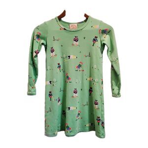 The Beaufort Bonnet Company Size 10 Green Animals Playing Cricket Dress Preppy
